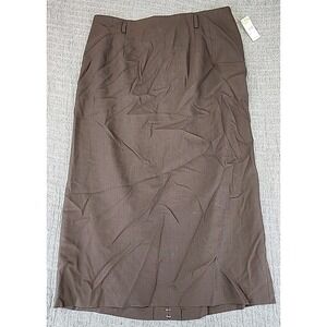 Vintage Talbots Italian Wool Maxi Long Skirt Womens Size 12 Brown Zip NWT